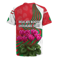 Lebanon Cyclamen Flower Rugby Jersey with Patriotic Colors and Inspirational Quote
