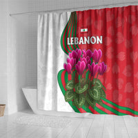 Lebanon Cyclamen Flower Shower Curtain with Patriotic Colors and Inspirational Quote
