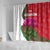 Lebanon Cyclamen Flower Shower Curtain with Patriotic Colors and Inspirational Quote