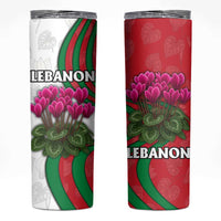 Lebanon Cyclamen Flower Skinny Tumbler with Patriotic Colors and Inspirational Quote