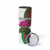 Lebanon Cyclamen Flower Skinny Tumbler with Patriotic Colors and Inspirational Quote