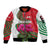 Lebanon Cyclamen Flower Sleeve Zip Bomber Jacket with Patriotic Colors and Inspirational Quote