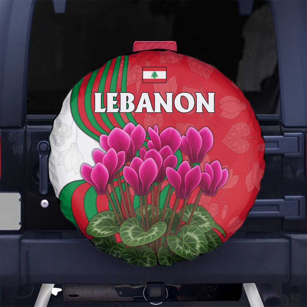 Lebanon Cyclamen Flower Spare Tire Cover with Patriotic Colors and Inspirational Quote