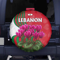 Lebanon Cyclamen Flower Spare Tire Cover with Patriotic Colors and Inspirational Quote