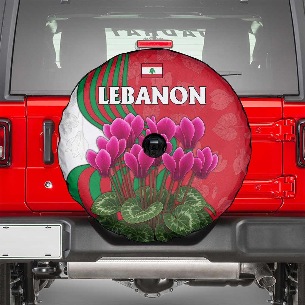 Lebanon Cyclamen Flower Spare Tire Cover with Patriotic Colors and Inspirational Quote