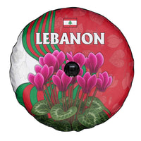 Lebanon Cyclamen Flower Spare Tire Cover with Patriotic Colors and Inspirational Quote