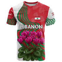 Lebanon Cyclamen Flower T Shirt with Patriotic Colors and Inspirational Quote