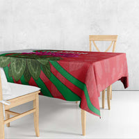 Lebanon Cyclamen Flower Tablecloth with Patriotic Colors and Inspirational Quote