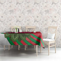 Lebanon Cyclamen Flower Tablecloth with Patriotic Colors and Inspirational Quote