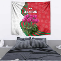 Lebanon Cyclamen Flower Tapestry with Patriotic Colors and Inspirational Quote