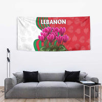 Lebanon Cyclamen Flower Tapestry with Patriotic Colors and Inspirational Quote