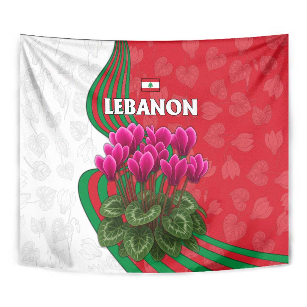 Lebanon Cyclamen Flower Tapestry with Patriotic Colors and Inspirational Quote