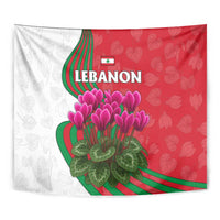Lebanon Cyclamen Flower Tapestry with Patriotic Colors and Inspirational Quote