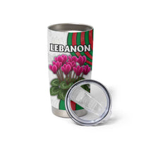 Lebanon Cyclamen Flower Tumbler Cup with Patriotic Colors and Inspirational Quote