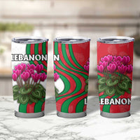 Lebanon Cyclamen Flower Tumbler Cup with Patriotic Colors and Inspirational Quote