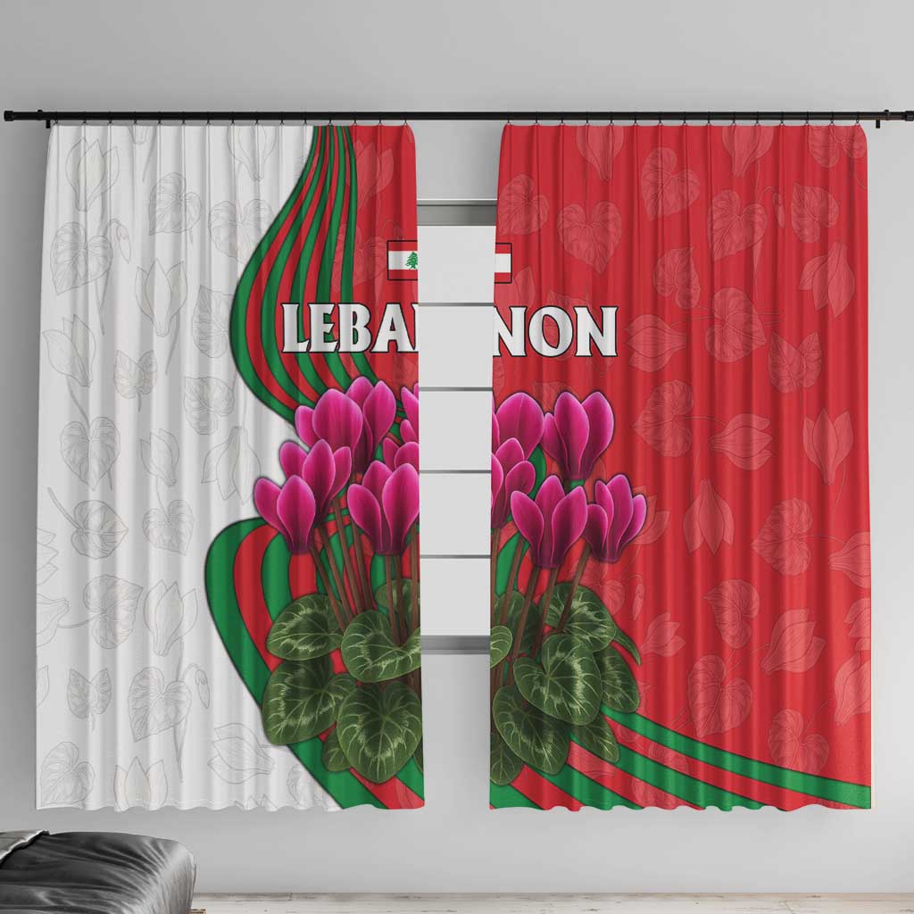 Lebanon Cyclamen Flower Window Curtain with Patriotic Colors and Inspirational Quote