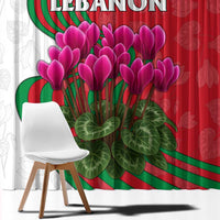 Lebanon Cyclamen Flower Window Curtain with Patriotic Colors and Inspirational Quote