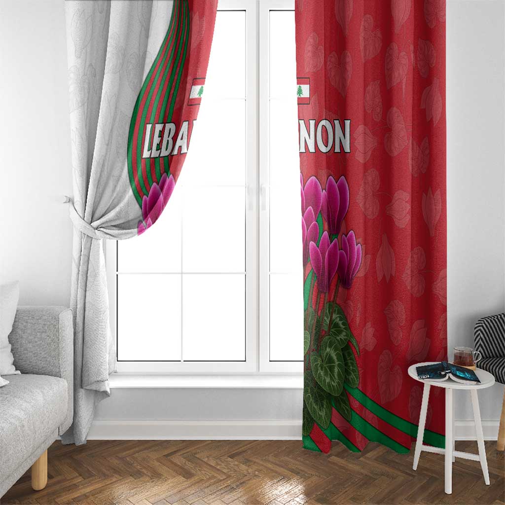 Lebanon Cyclamen Flower Window Curtain with Patriotic Colors and Inspirational Quote