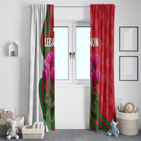 Lebanon Cyclamen Flower Window Curtain with Patriotic Colors and Inspirational Quote