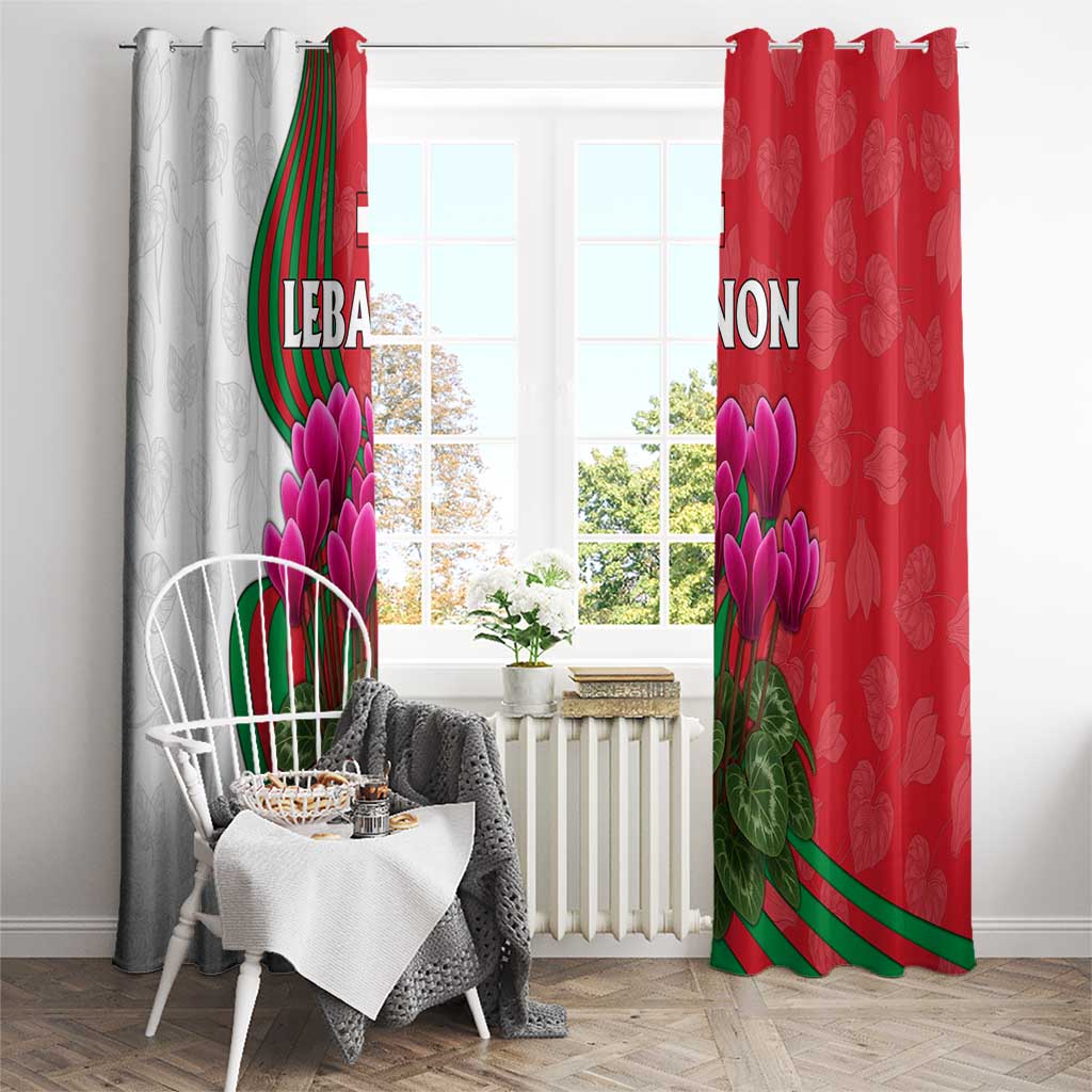 Lebanon Cyclamen Flower Window Curtain with Patriotic Colors and Inspirational Quote