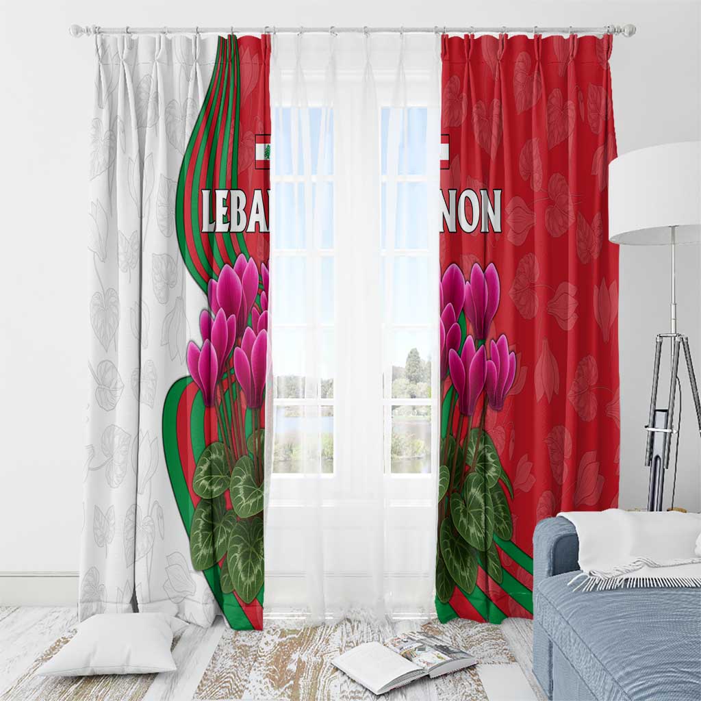 Lebanon Cyclamen Flower Window Curtain with Patriotic Colors and Inspirational Quote