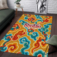 Bhutan Dragon Area Rug with Traditional Cloud Motif in Vibrant Himalayan Colors
