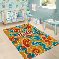 Bhutan Dragon Area Rug with Traditional Cloud Motif in Vibrant Himalayan Colors