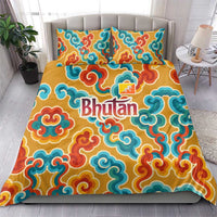 Bhutan Dragon Bedding Set with Traditional Cloud Motif in Vibrant Himalayan Colors