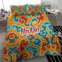 Bhutan Dragon Bedding Set with Traditional Cloud Motif in Vibrant Himalayan Colors