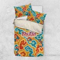 Bhutan Dragon Bedding Set with Traditional Cloud Motif in Vibrant Himalayan Colors