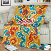 Bhutan Dragon Blanket with Traditional Cloud Motif in Vibrant Himalayan Colors