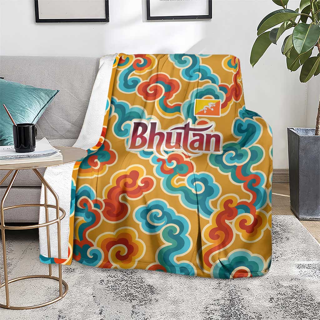 Bhutan Dragon Blanket with Traditional Cloud Motif in Vibrant Himalayan Colors