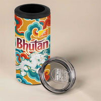 Bhutan Dragon 4 in 1 Can Cooler Tumbler with Traditional Cloud Motif in Vibrant Himalayan Colors
