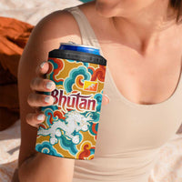 Bhutan Dragon 4 in 1 Can Cooler Tumbler with Traditional Cloud Motif in Vibrant Himalayan Colors