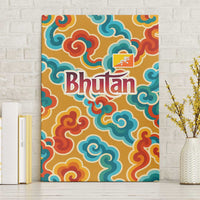 Bhutan Dragon Canvas Wall Art with Traditional Cloud Motif in Vibrant Himalayan Colors