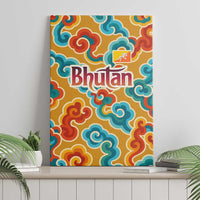 Bhutan Dragon Canvas Wall Art with Traditional Cloud Motif in Vibrant Himalayan Colors