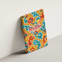 Bhutan Dragon Canvas Wall Art with Traditional Cloud Motif in Vibrant Himalayan Colors