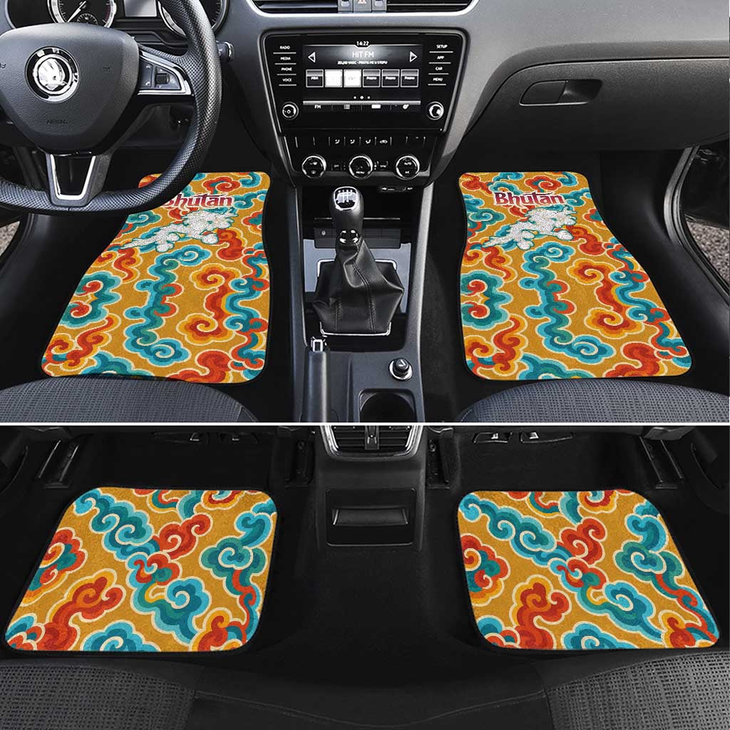 Bhutan Dragon Car Mats with Traditional Cloud Motif in Vibrant Himalayan Colors