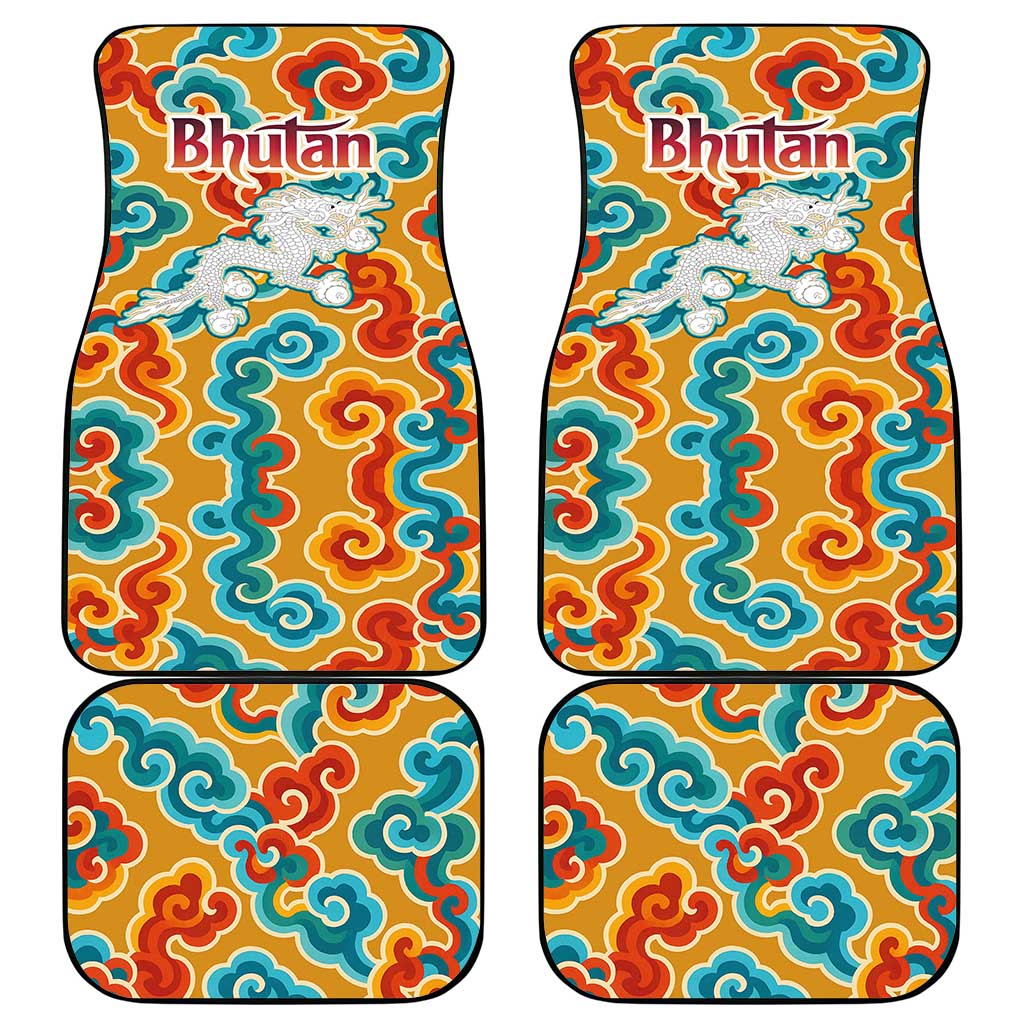 Bhutan Dragon Car Mats with Traditional Cloud Motif in Vibrant Himalayan Colors