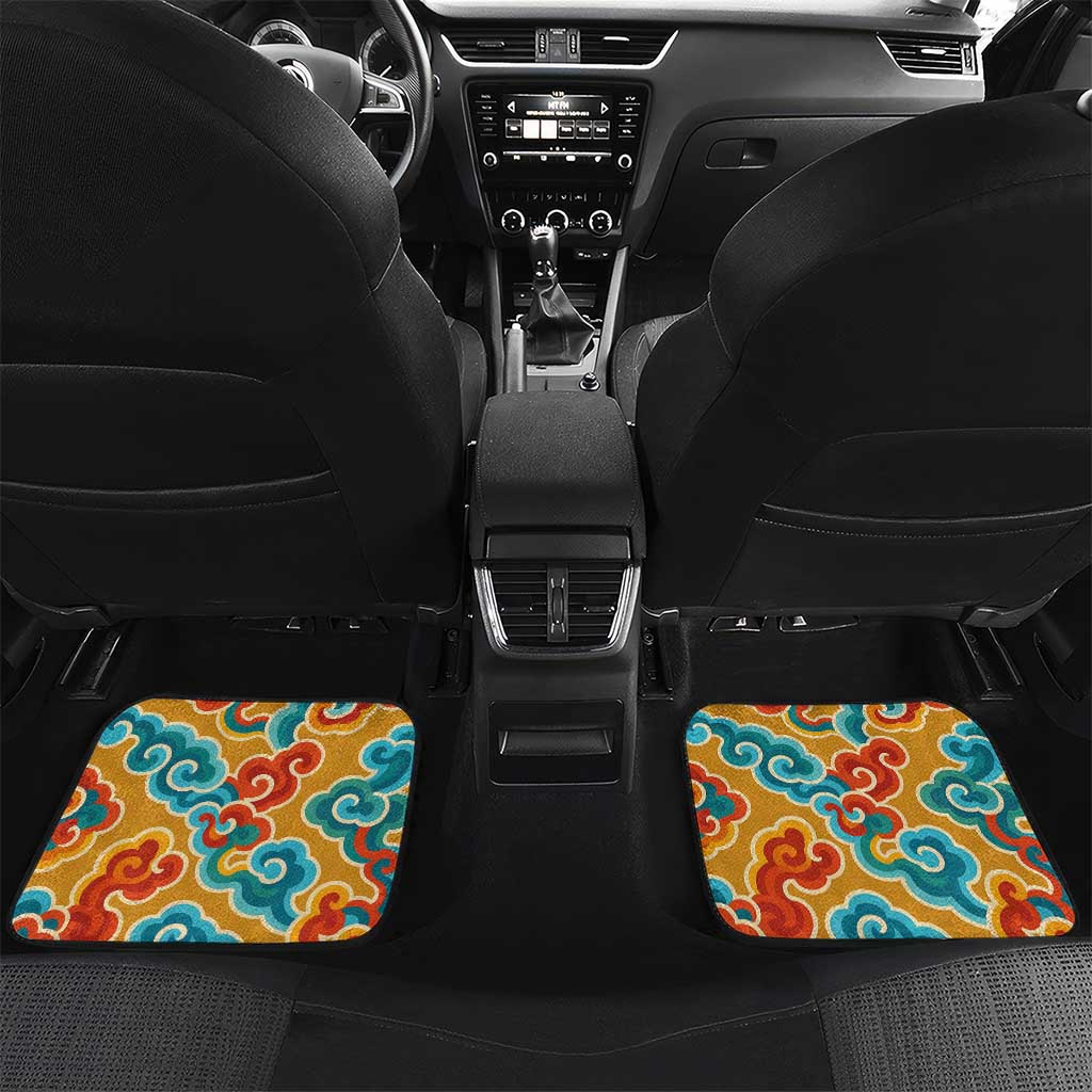 Bhutan Dragon Car Mats with Traditional Cloud Motif in Vibrant Himalayan Colors