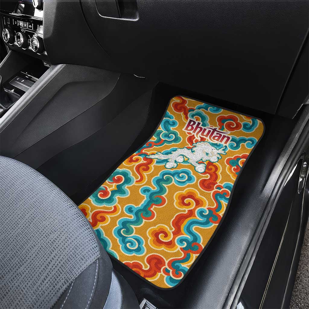 Bhutan Dragon Car Mats with Traditional Cloud Motif in Vibrant Himalayan Colors