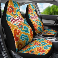 Bhutan Dragon Car Seat Cover with Traditional Cloud Motif in Vibrant Himalayan Colors