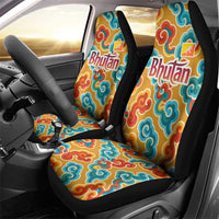Bhutan Dragon Car Seat Cover with Traditional Cloud Motif in Vibrant Himalayan Colors