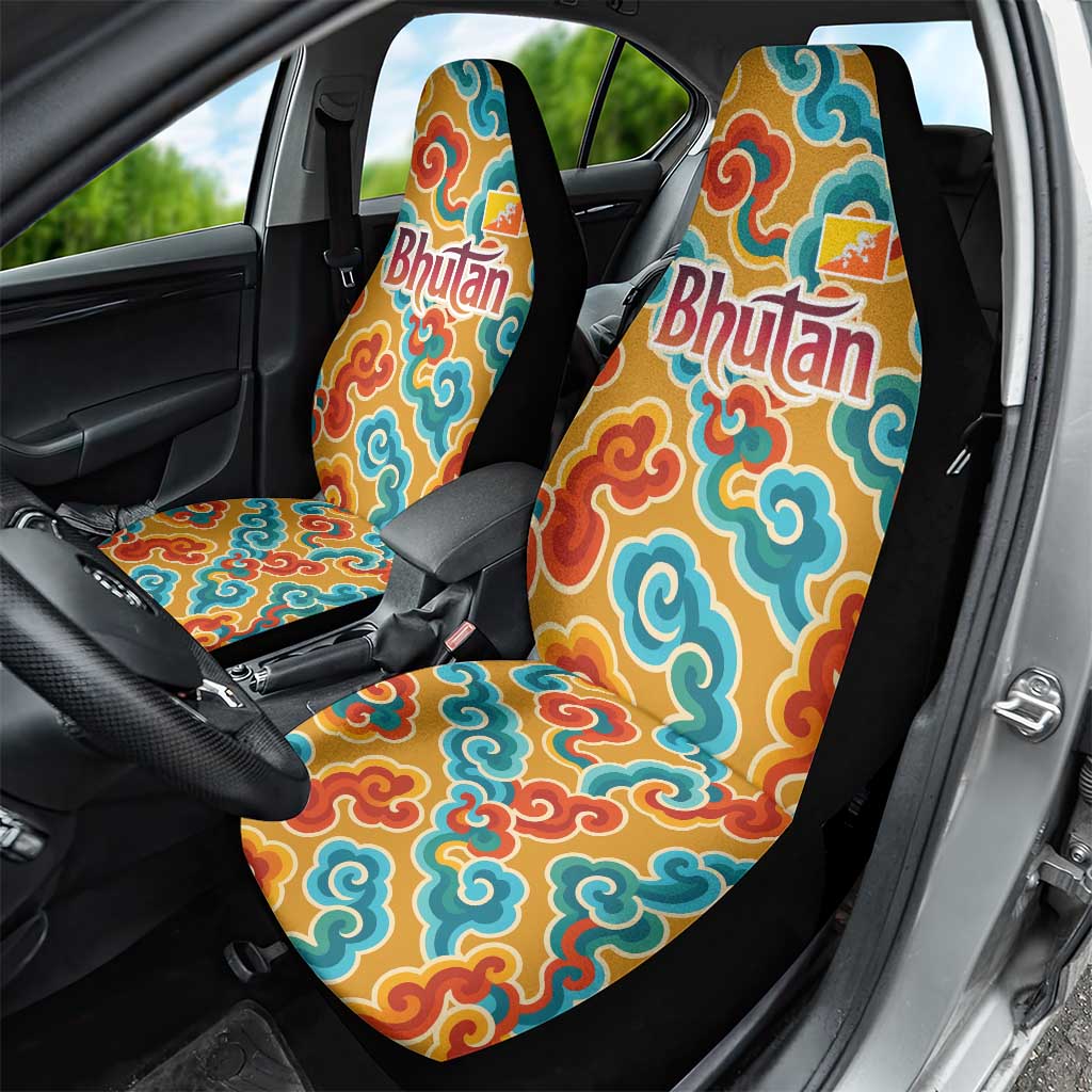 Bhutan Dragon Car Seat Cover with Traditional Cloud Motif in Vibrant Himalayan Colors