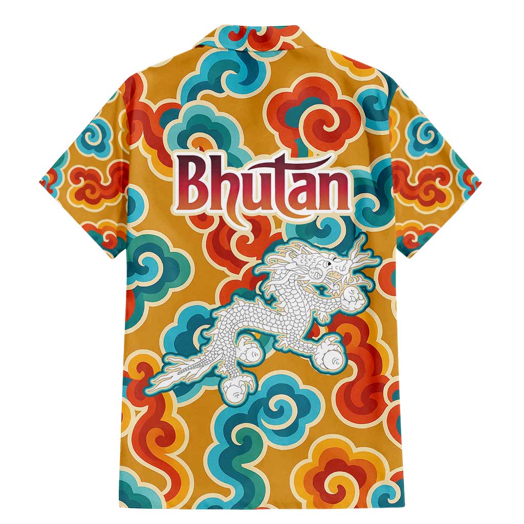 Bhutan Dragon Family Matching Mermaid Dress and Hawaiian Shirt with Traditional Cloud Motif in Vibrant Himalayan Colors