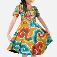 Bhutan Dragon Family Matching Off Shoulder Maxi Dress and Hawaiian Shirt with Traditional Cloud Motif in Vibrant Himalayan Colors