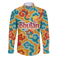 Bhutan Dragon Family Matching Off Shoulder Maxi Dress and Hawaiian Shirt with Traditional Cloud Motif in Vibrant Himalayan Colors