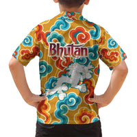 Bhutan Dragon Family Matching Puletasi and Hawaiian Shirt with Traditional Cloud Motif in Vibrant Himalayan Colors