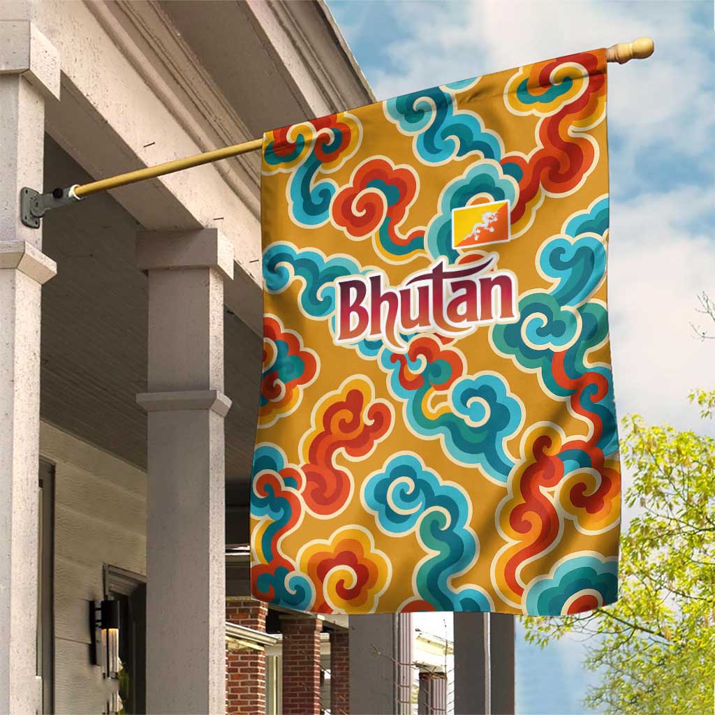 Bhutan Dragon Garden Flag with Traditional Cloud Motif in Vibrant Himalayan Colors