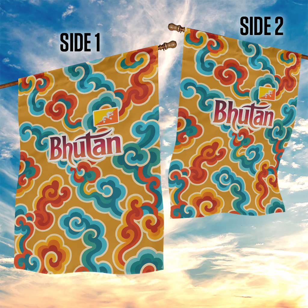 Bhutan Dragon Garden Flag with Traditional Cloud Motif in Vibrant Himalayan Colors